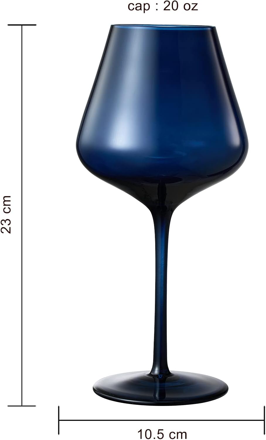 Jewel Colored Crystal Wine Glass Set of 6, Gift For Mothers, Her, Wife, Friend - Winter & Fall Colors 20 oz Glasses