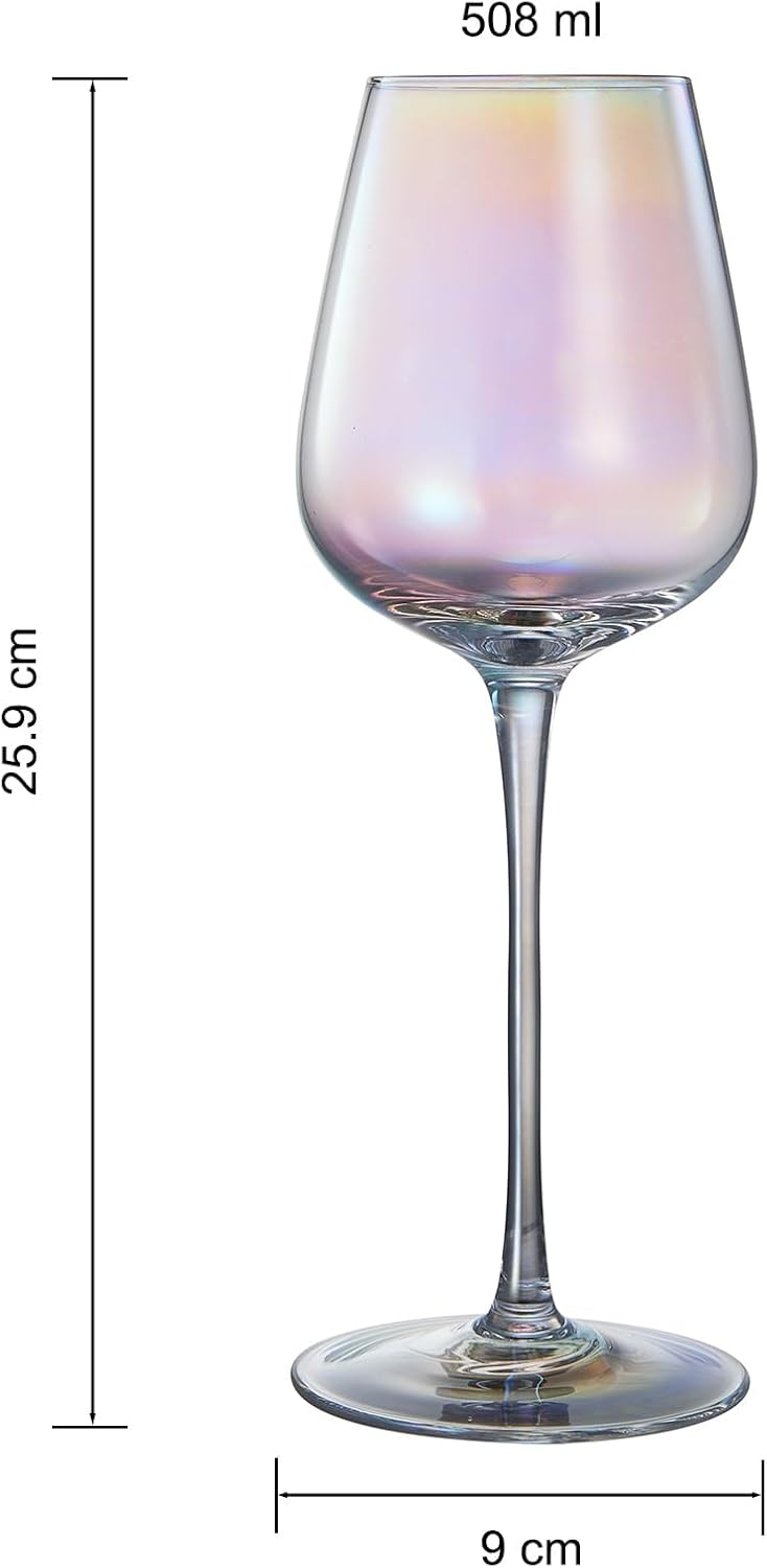 Iridescent Crystal Glasses - Crystal Luster Radiance Set of 4-17.5 oz Rainbow Colored Stemware Glassware