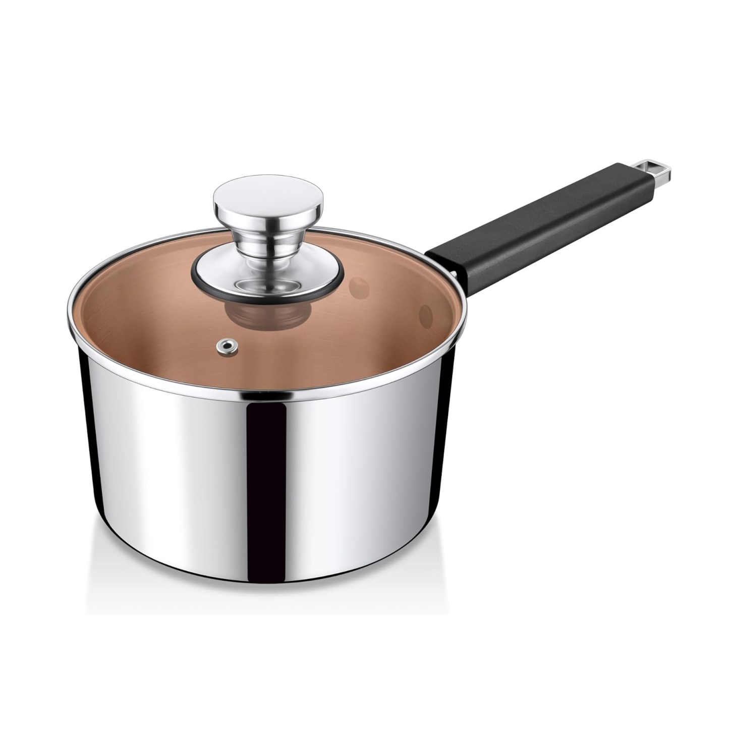 3QT Saucepan with Lid, Stainless Steel Tri-Ply Milk Sauce Pan with Heatproof Handle, Home Induction Pot for Cooking/Boiling/Braising, Non Toxic & Heavy Duty, Dishwasher Safe