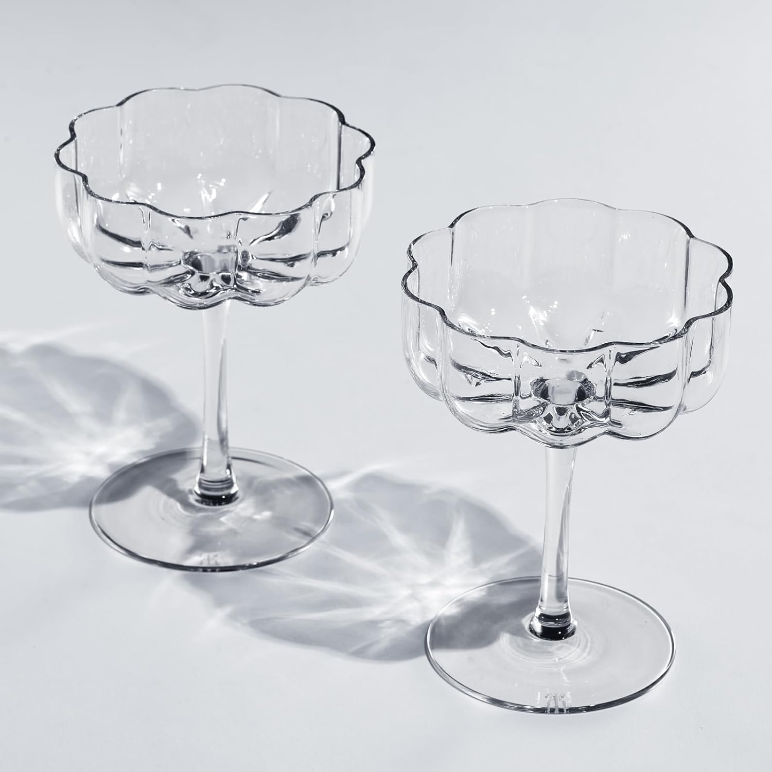 Champagne & Cocktail Coupes - Set of 2 - 7oz Colorful Cocktail Glasses & Champagne