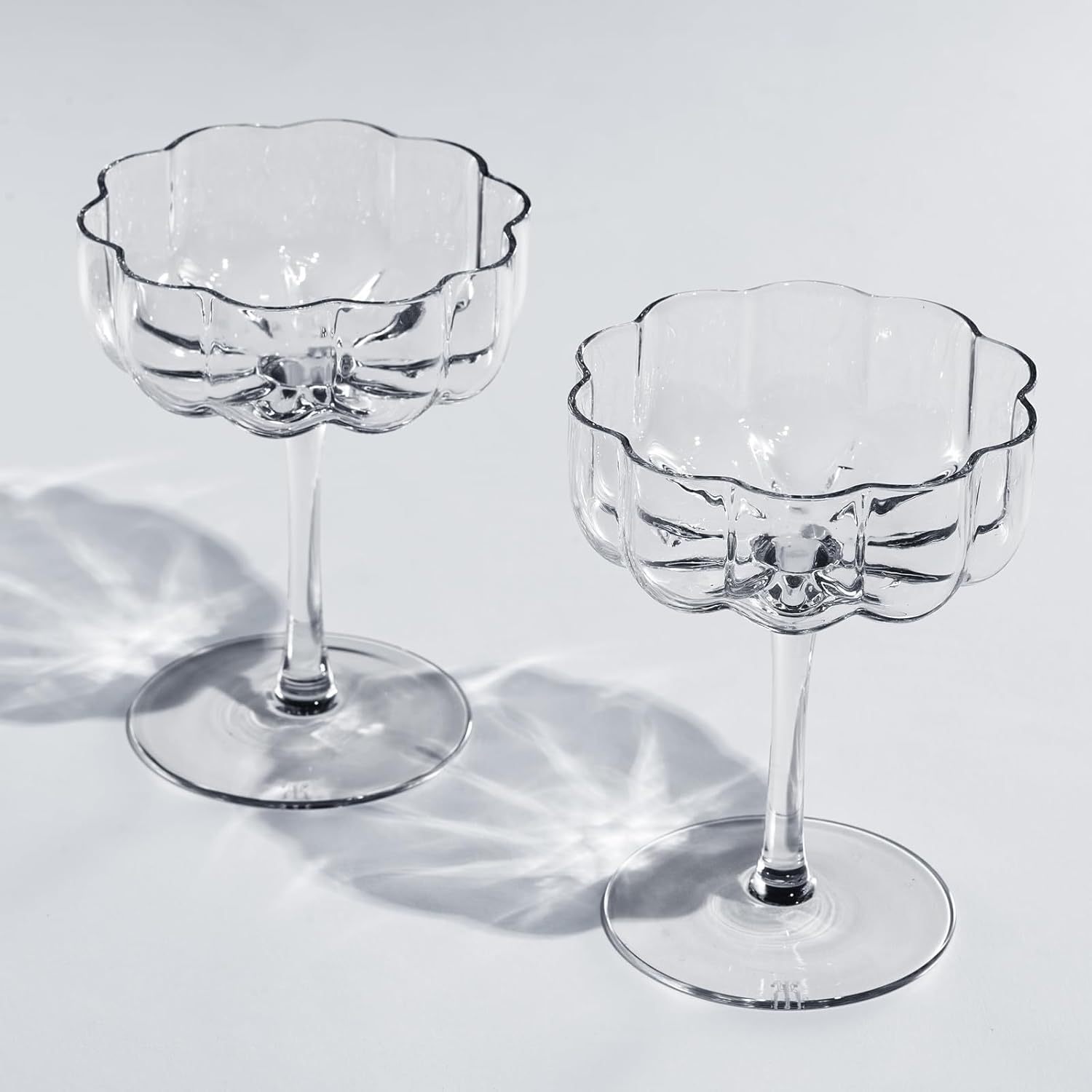 Champagne & Cocktail Coupes - Set of 2 - 7oz Colorful Cocktail Glasses & Champagne