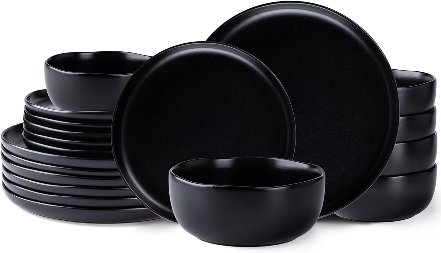 Ceramic Dinnerware Sets, Wavy Rim Stoneware Plates and Bowls Sets, Highly Chip and Crack Resistant | Dishwasher & Microwave & Oven Safe Dishes set, Service for 6 (18pc)