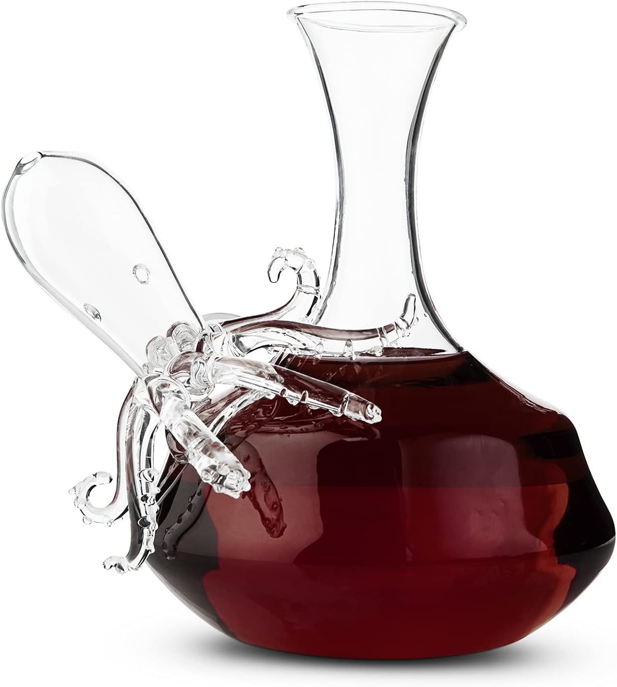 Octopus Tentacle Glass Decanter Handcrafted Decorative for Wine or Whiskey Antique Bronze Finish Statue