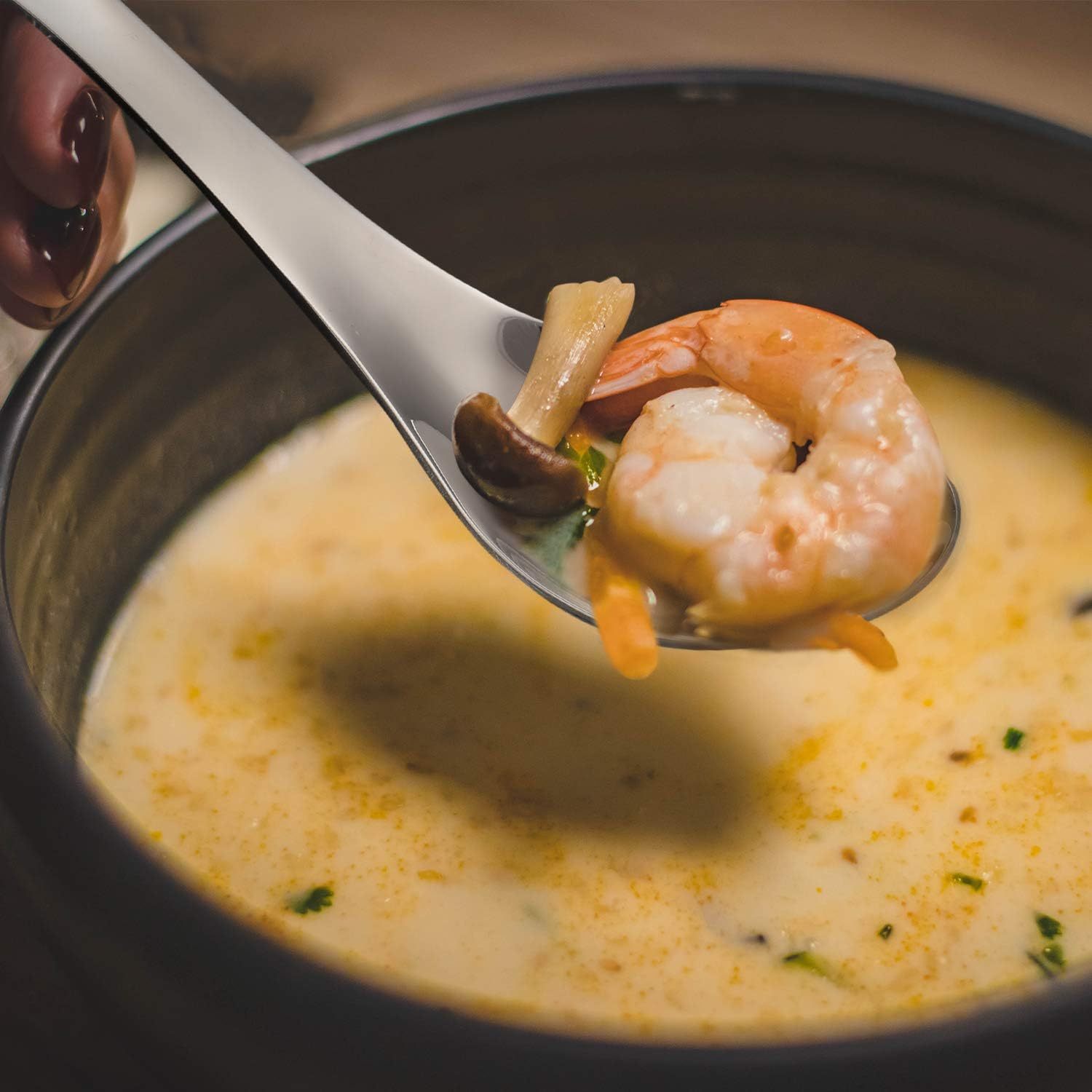 Thick Heavy-weight Soup Spoons, High Grade Stainless Steel Soup Spoons, Table Spoons, Set of 6