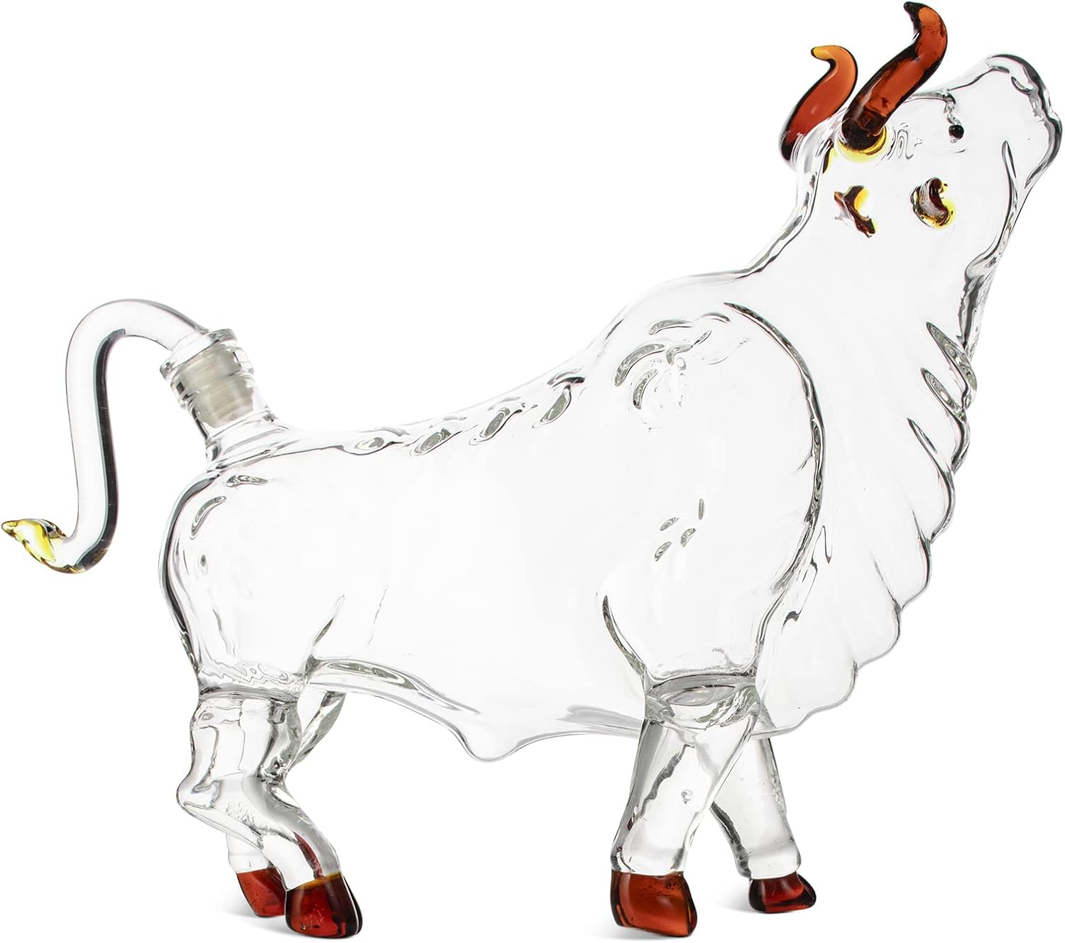 Charging Bull Heads Up Animal Liquor Decanter Made For Bourbon, Whiskey, Scotch, Rum, or Tequila, Zodiac Shape