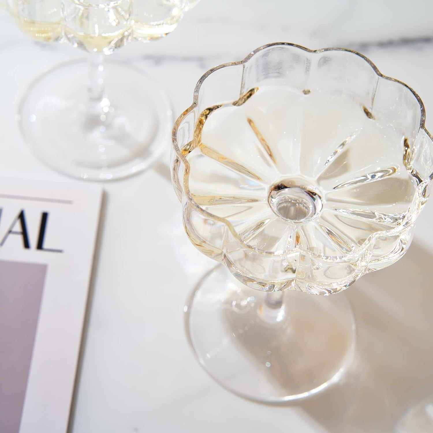 Champagne & Cocktail Coupes - Set of 2 - 7oz Colorful Cocktail Glasses & Champagne