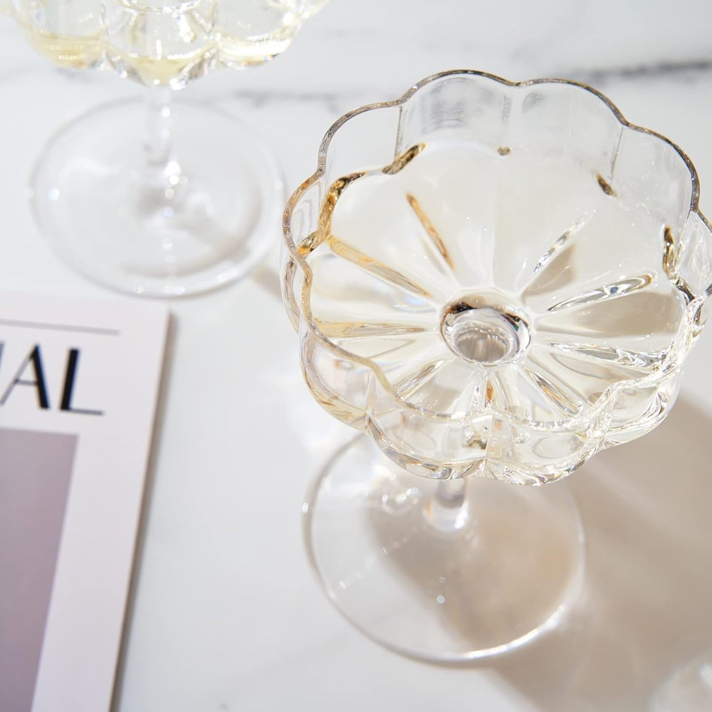 Champagne & Cocktail Coupes - Set of 2 - 7oz Colorful Cocktail Glasses & Champagne