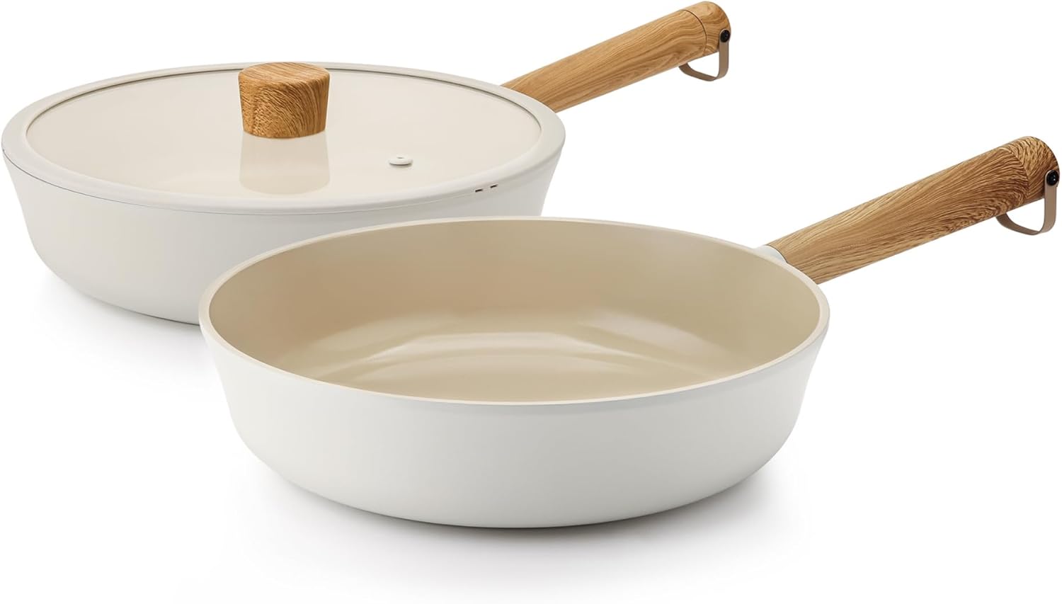 Ceramic Nonstick Pans Set, 8 inch &10 inch Cooking Pans with lid, Non-toxic Kitchen Cookware Set