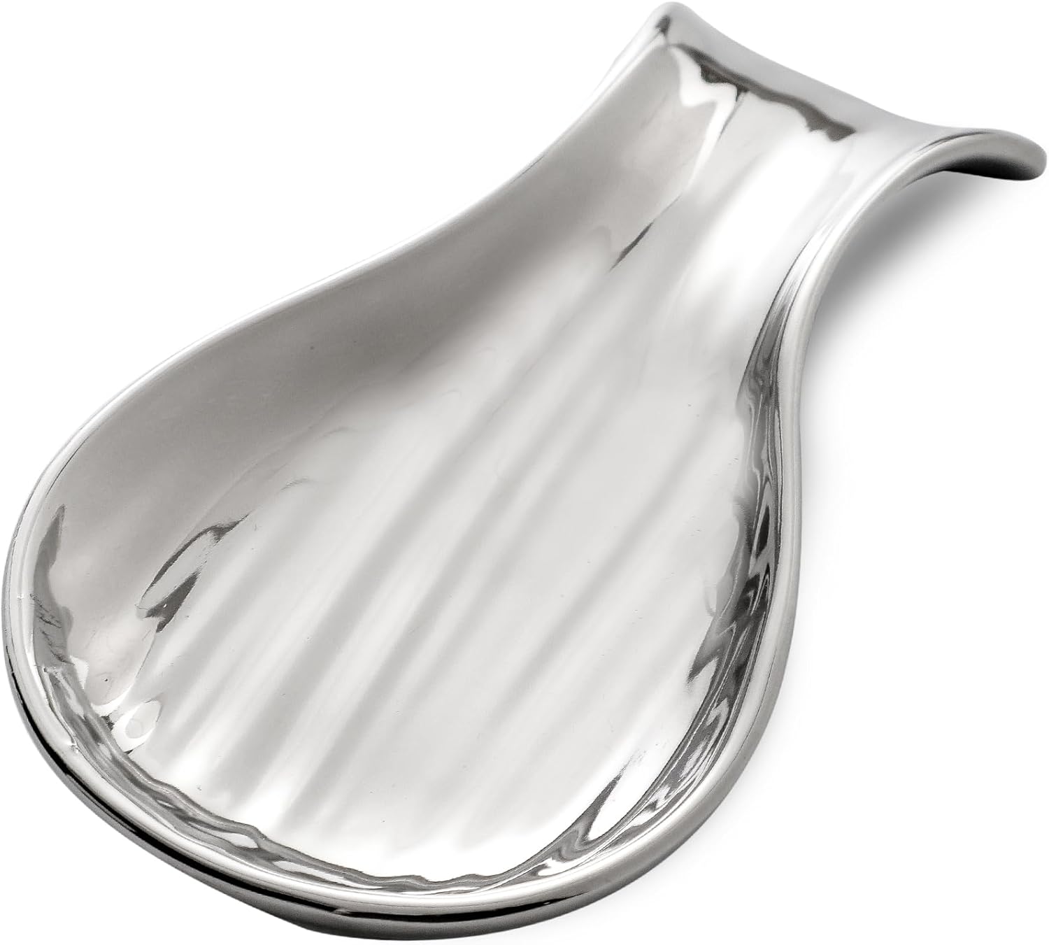 Porcelain Spoon Rest for Stove Top, 7 Inch Large Spoon Holder for Kichen Counter, Modern Coffee Spoon Rest, Spatula Holder, Heat Resistant, Birthdays Housewarming Gifts, Sliver