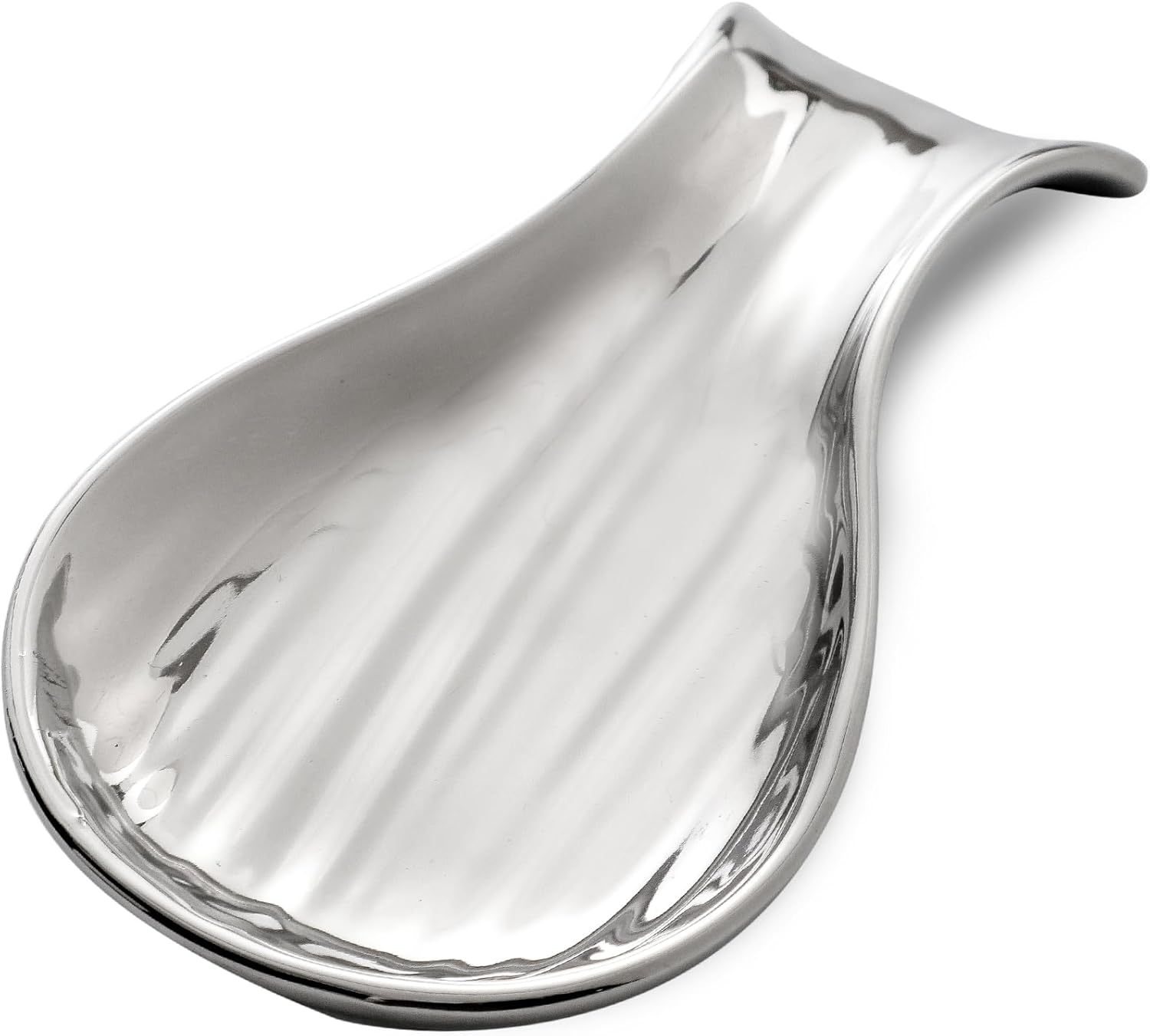Porcelain Spoon Rest for Stove Top, 7 Inch Large Spoon Holder for Kichen Counter, Modern Coffee Spoon Rest, Spatula Holder, Heat Resistant, Birthdays Housewarming Gifts, Sliver
