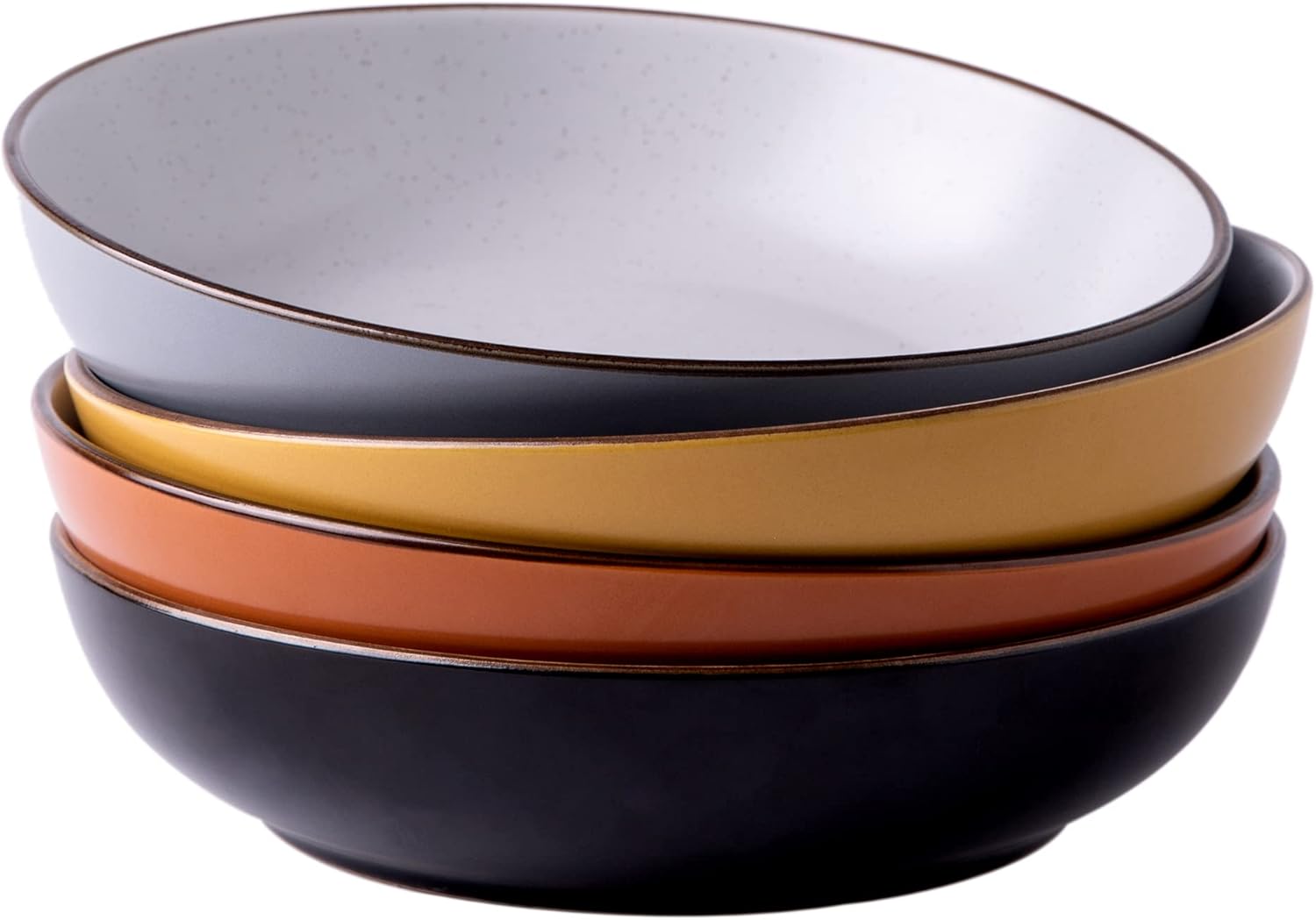 8.5'' Stoneware Pasta Bowls, 32oz Large Speckled Bowls Set of 4 for Kitchen, Wide Bowls for Pasta,Salad,Oatmeal, Microwave&Dishwasher Safe, Mullti-color