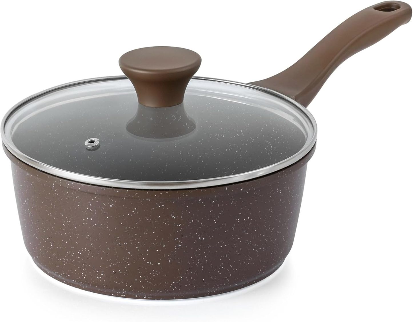 Saucepan Nonstick with Lid 2.0 Quarts Granite Coating Sauce Pot Small Kitchen Cooking Pot, Induction Comptable, PFOA Free