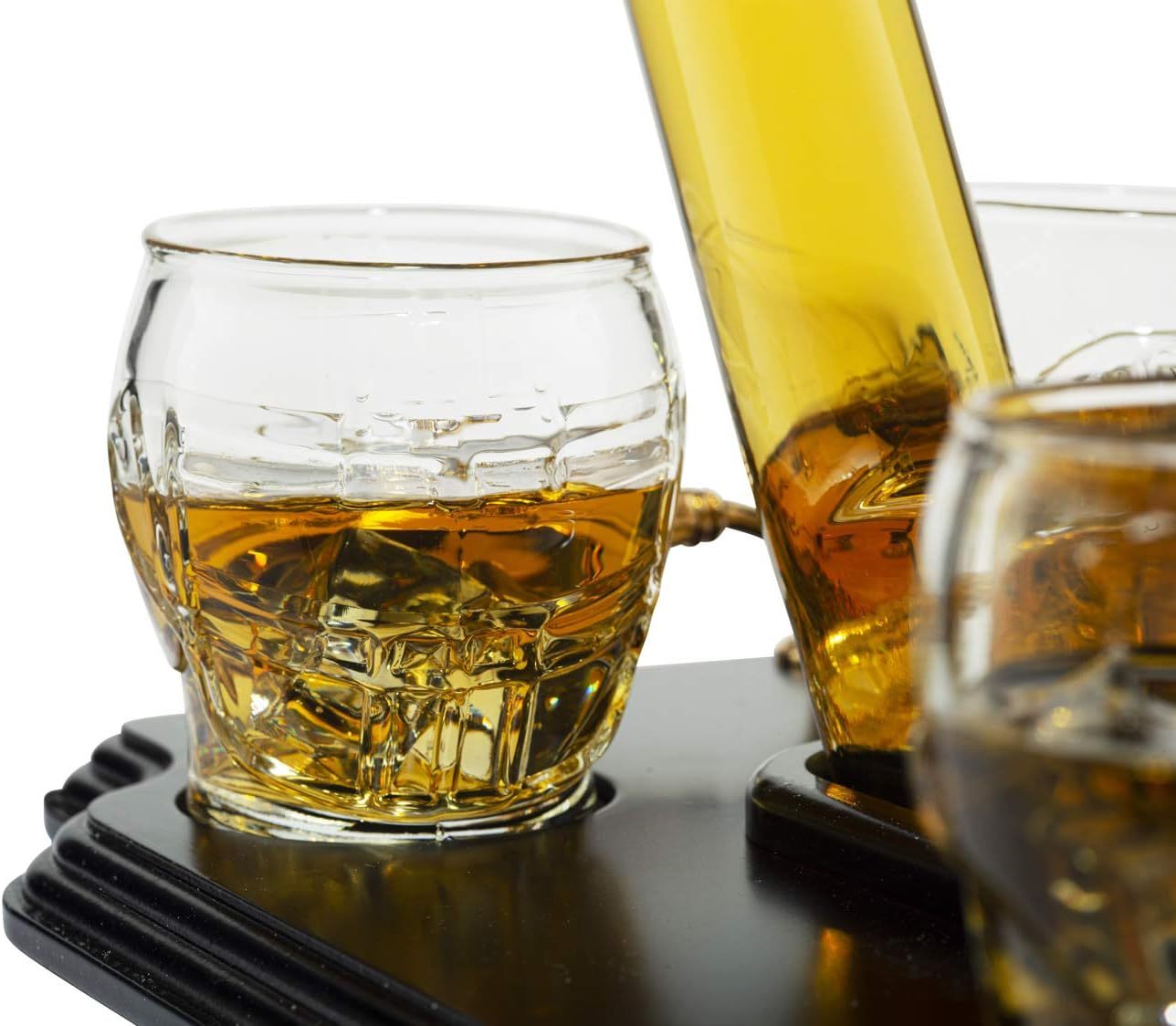 Ice Hockey Whiskey Decanter Set with 4 Unique Helmet Glasses, 750ml Decanter and 8oz Glasses