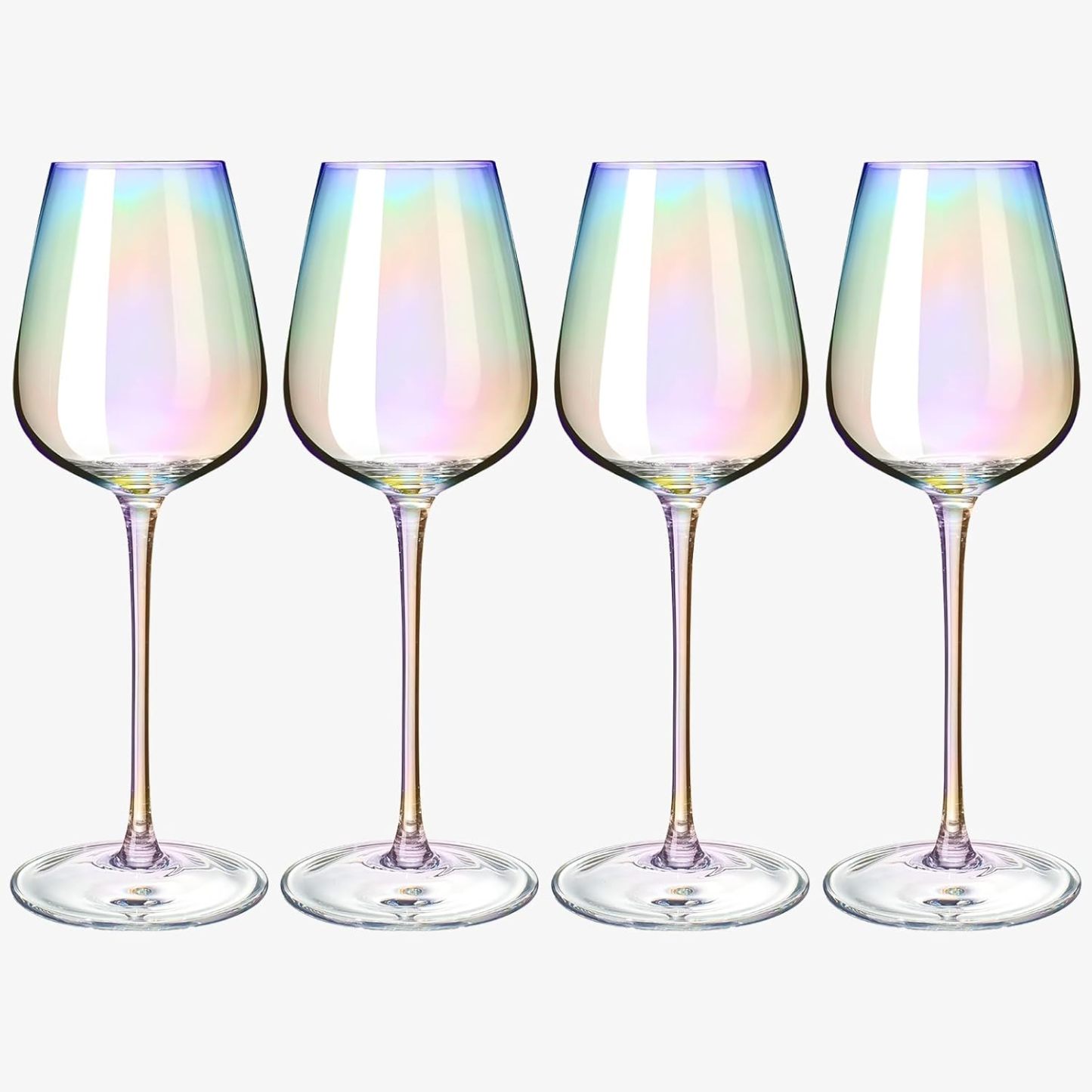 Iridescent Crystal Glasses - Crystal Luster Radiance Set of 4-17.5 oz Rainbow Colored Stemware Glassware