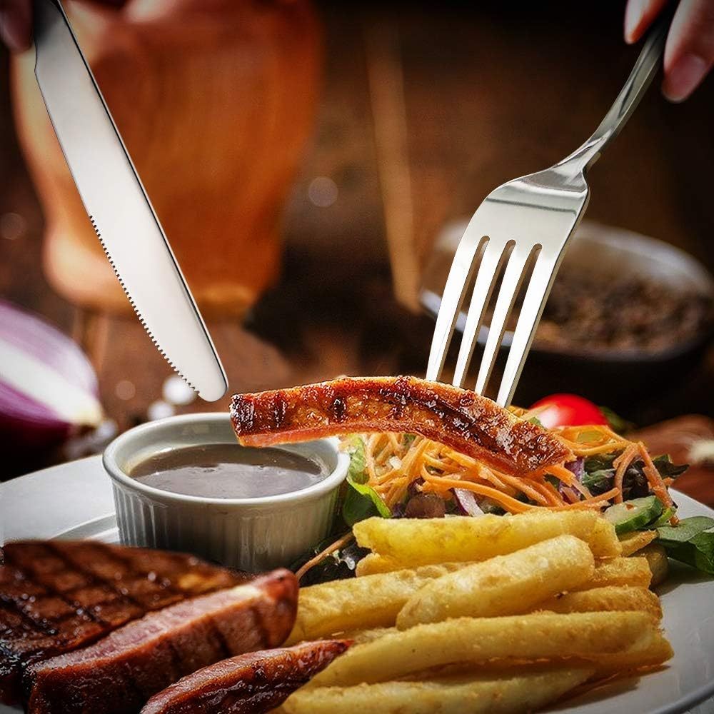 24-Piece Forks Silverware Set, Food-Grade Stainless Steel Dinner Forks Set, Dishwasher Safe, 8 Inches