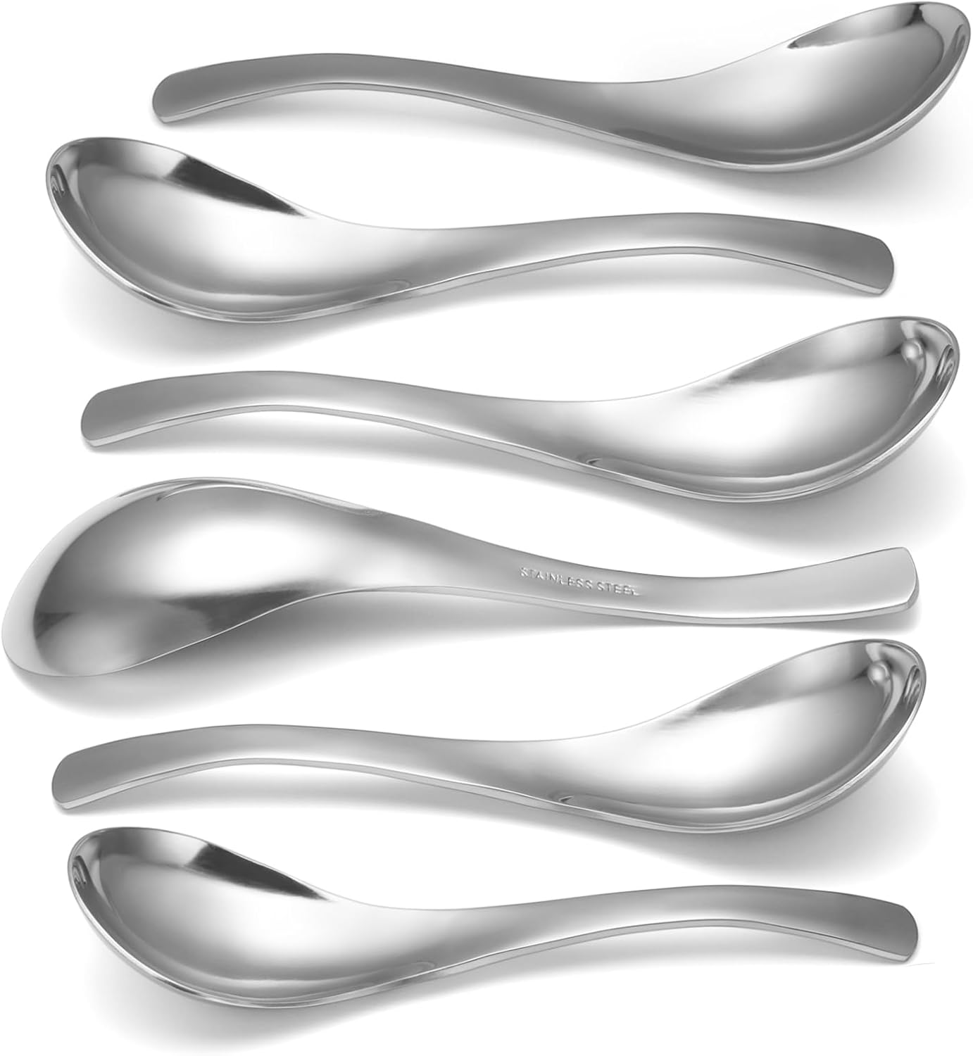 Thick Heavy-weight Soup Spoons, High Grade Stainless Steel Soup Spoons, Table Spoons, Set of 6
