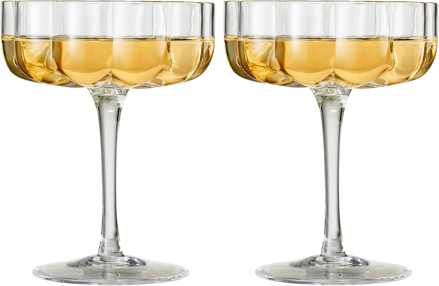 Champagne & Cocktail Coupes - Set of 2 - 7oz Colorful Cocktail Glasses & Champagne