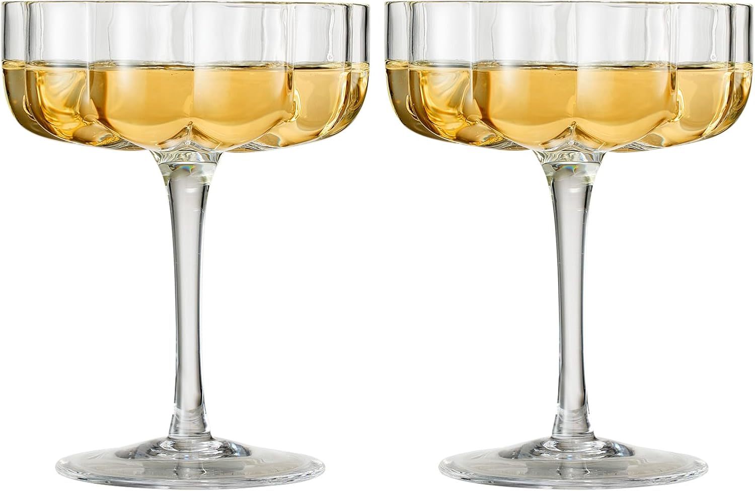 Champagne & Cocktail Coupes - Set of 2 - 7oz Colorful Cocktail Glasses & Champagne