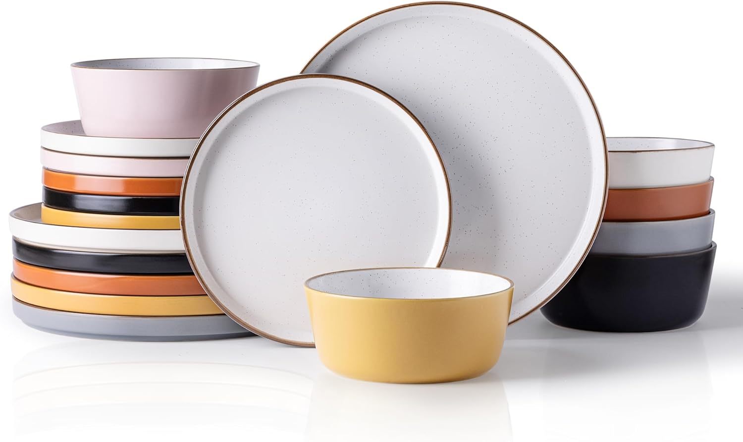 Dinnerware Sets of 6, 18 Piece Plates and Bowls Set, Chip and Crack Resistant, Dishwasher & Microwave Safe Ceramic Dishes Set