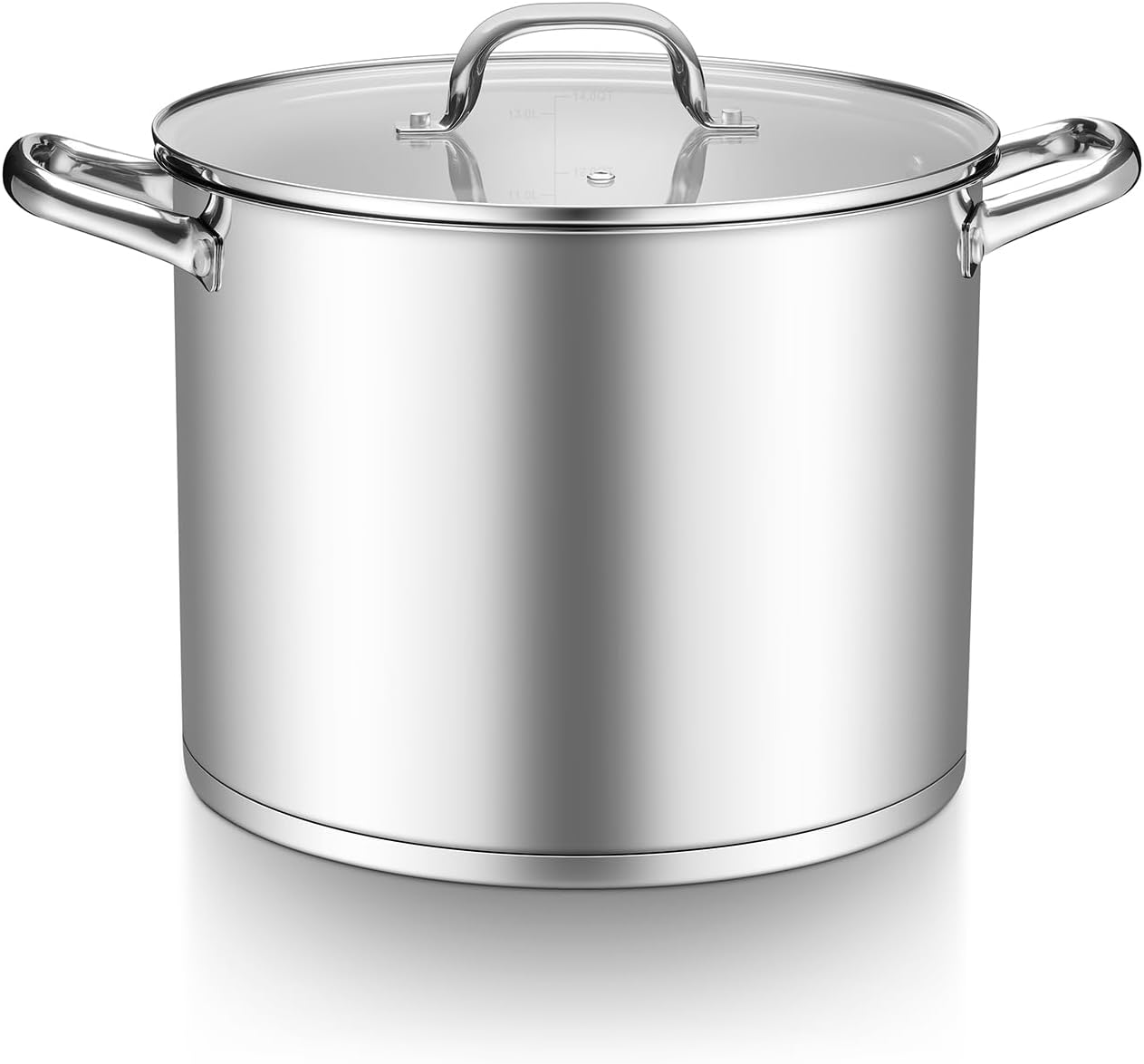Stockpot Tri-ply Bottom Cooking Soup Pot with Glass Lid, for Induction Gas Glass Stovetops, Non Toxic & Heavy Duty, Large Size & Easy Clean