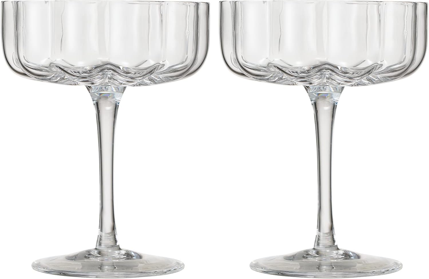Champagne & Cocktail Coupes - Set of 2 - 7oz Colorful Cocktail Glasses & Champagne