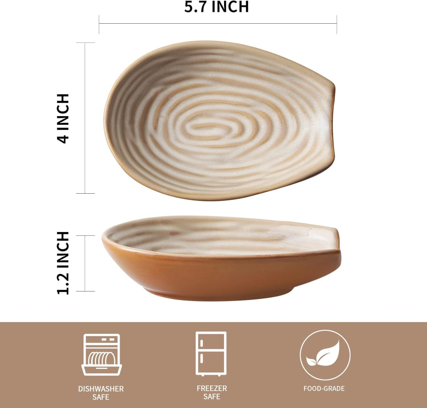 Spoon Rest for Stove Top and Kitchen Countertop, Large Heat-resistant Spoon Holder for Spatula Ladles Tongs, Farmhouse Cooking Spoon Holder for Home Kitchen Decor, Brown, 1 PC, 4 Inch