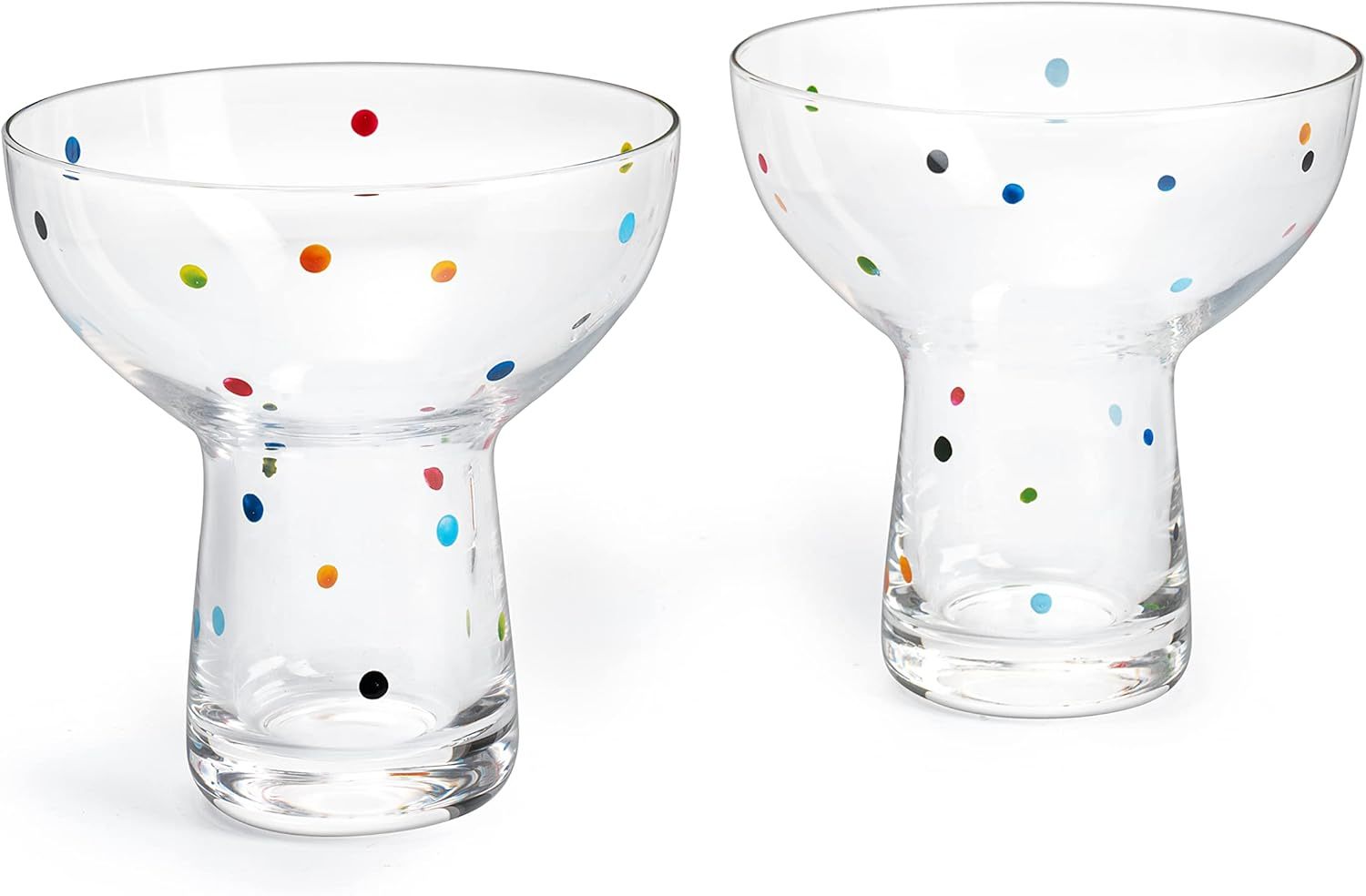 Hand Blown Margarita and Wine Glass – Confetti Margarita, Martini & Wine Glasses Cinco de Mayo