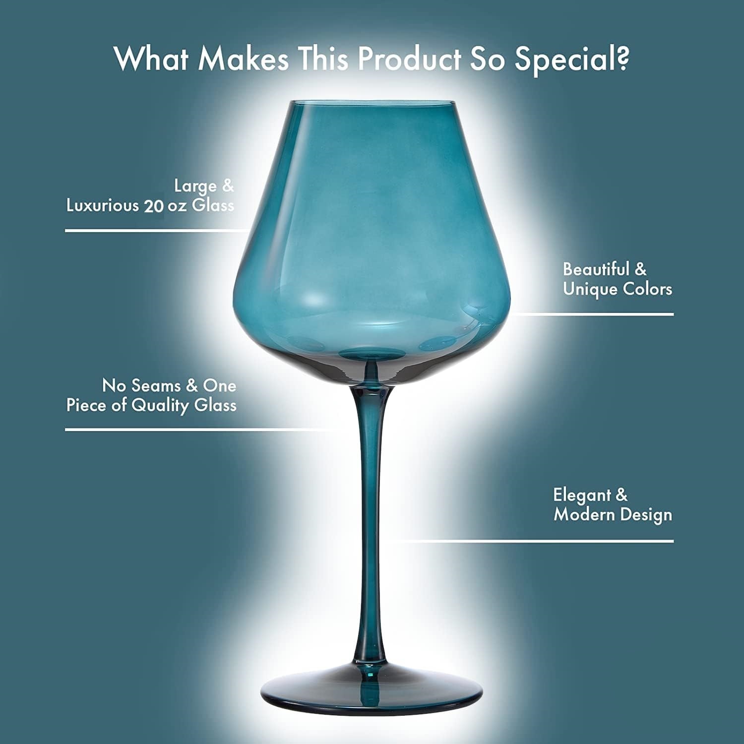 Jewel Colored Crystal Wine Glass Set of 6, Gift For Mothers, Her, Wife, Friend - Winter & Fall Colors 20 oz Glasses