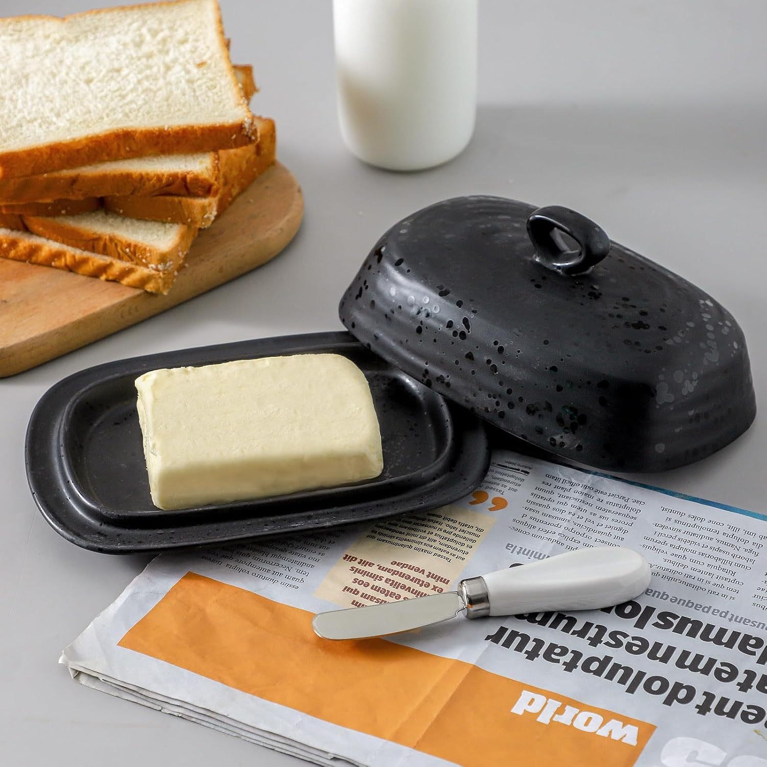 Porcelain Butter Dish, Large Butter Dish with Lid, Butter Holder with Cover, Butter Containe for West East Coast Butter