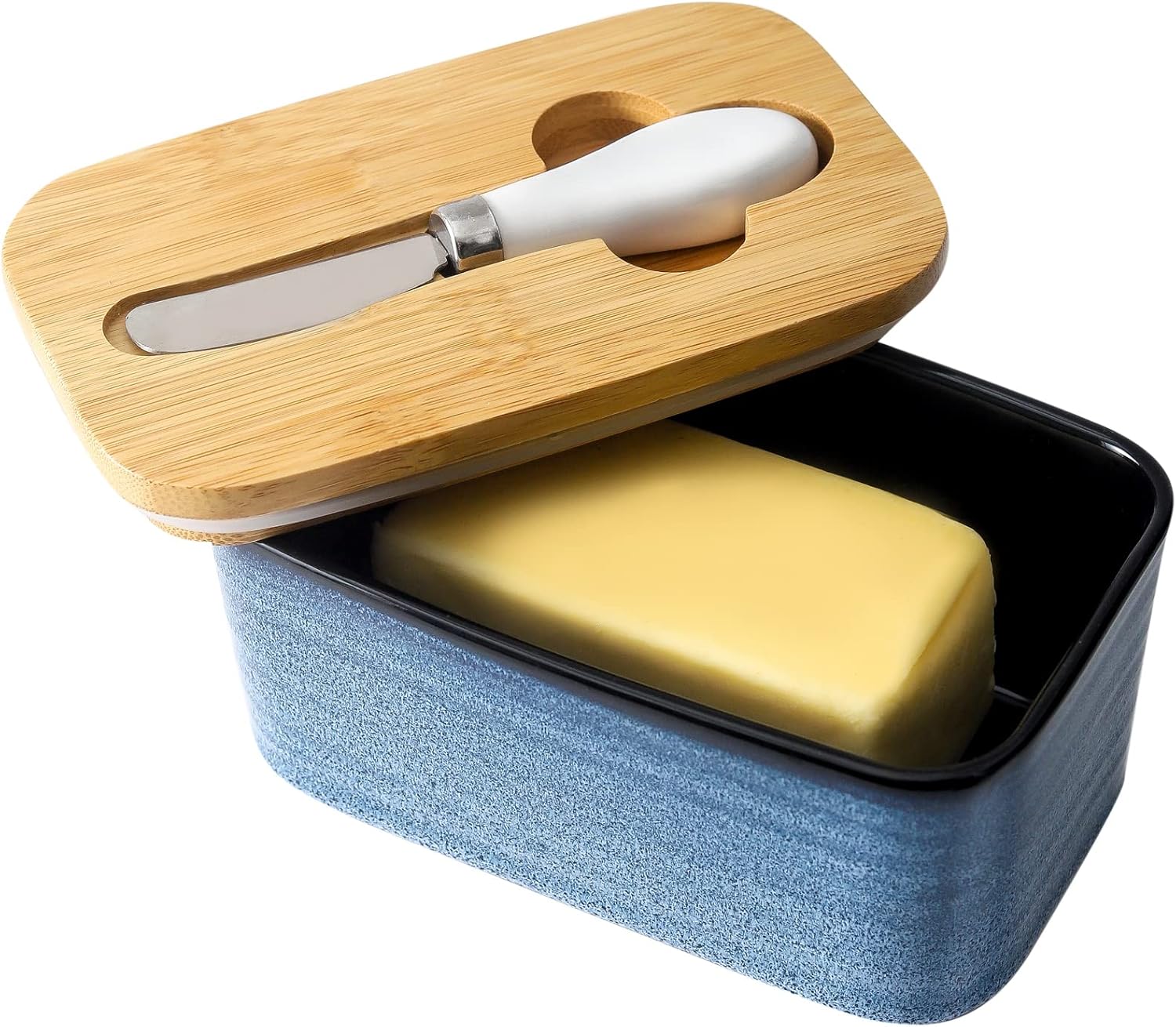 Butter Dish with Lid for Countertop and Refrigerator, Large Ceramic Covered Butter Holder Keeper Container