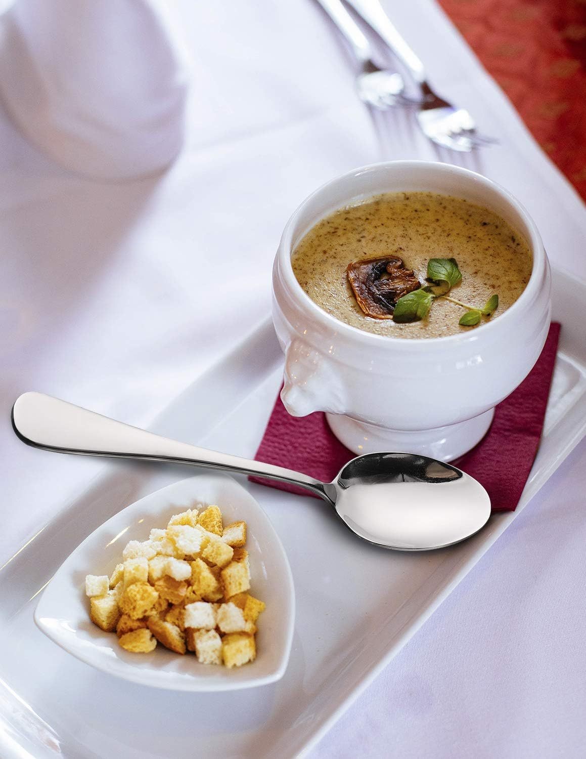 12-Piece Stainless Steel Teaspoons, Spoons Silverware Set, Dishwasher Safe - 6.7 Inches