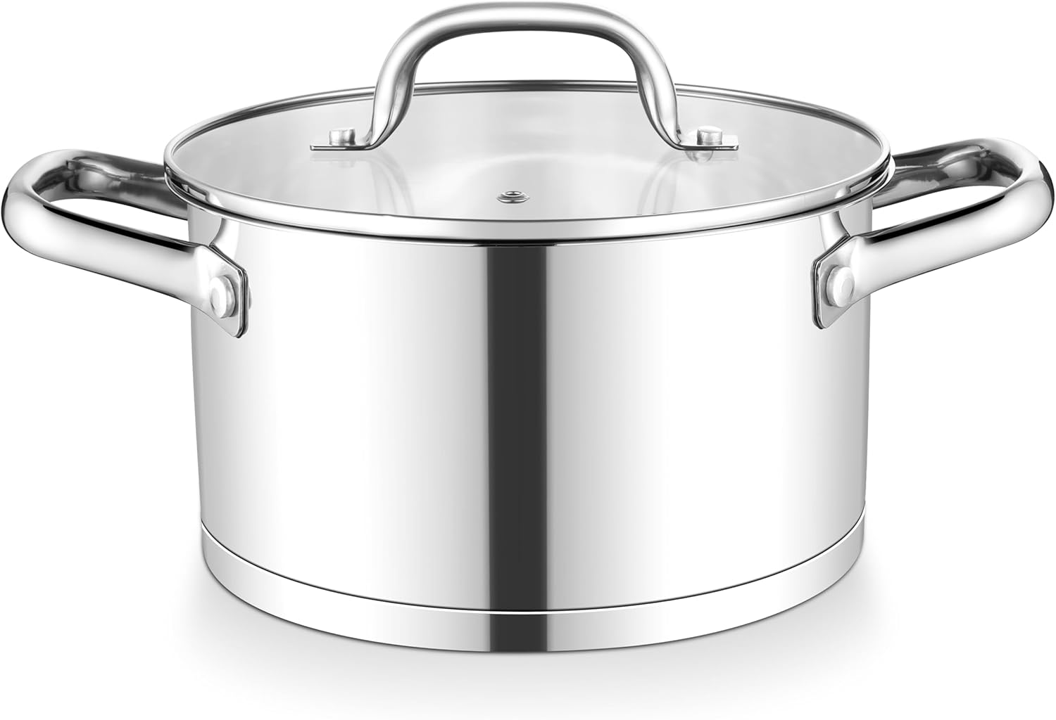 Tri-ply Base Stockpot Cooking Pasta Pot with Lid, for Induction Gas Glass Electric, Healthy & Heavy Duty, Ergonomic Handles & Straight Side, Dishwasher Safe