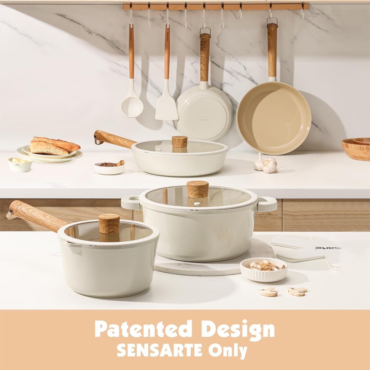 Ceramic Nonstick Pots and Pans Set 14pcs, Healthy Cookware Set, Non-toxic Induction Kitchen Cooking Set, Dishwasher & Oven Safe, PFAS/PTFE/PFOA Free