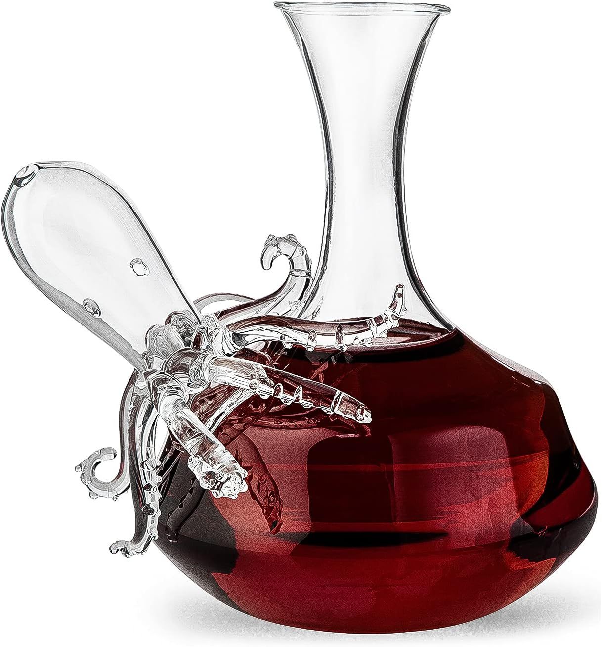 Octopus Tentacle Glass Decanter Handcrafted Decorative for Wine or Whiskey Antique Bronze Finish Statue