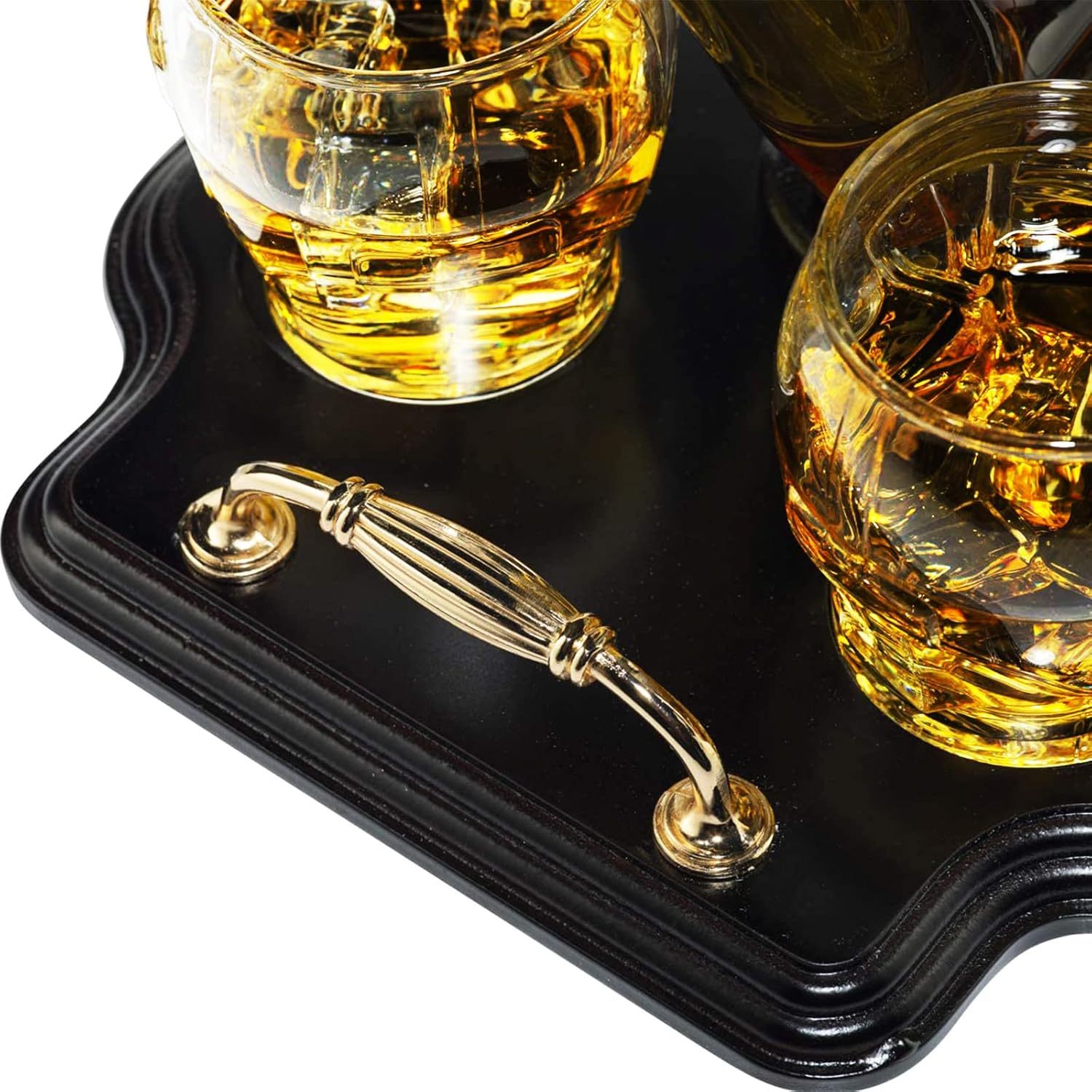 Ice Hockey Whiskey Decanter Set with 4 Unique Helmet Glasses, 750ml Decanter and 8oz Glasses