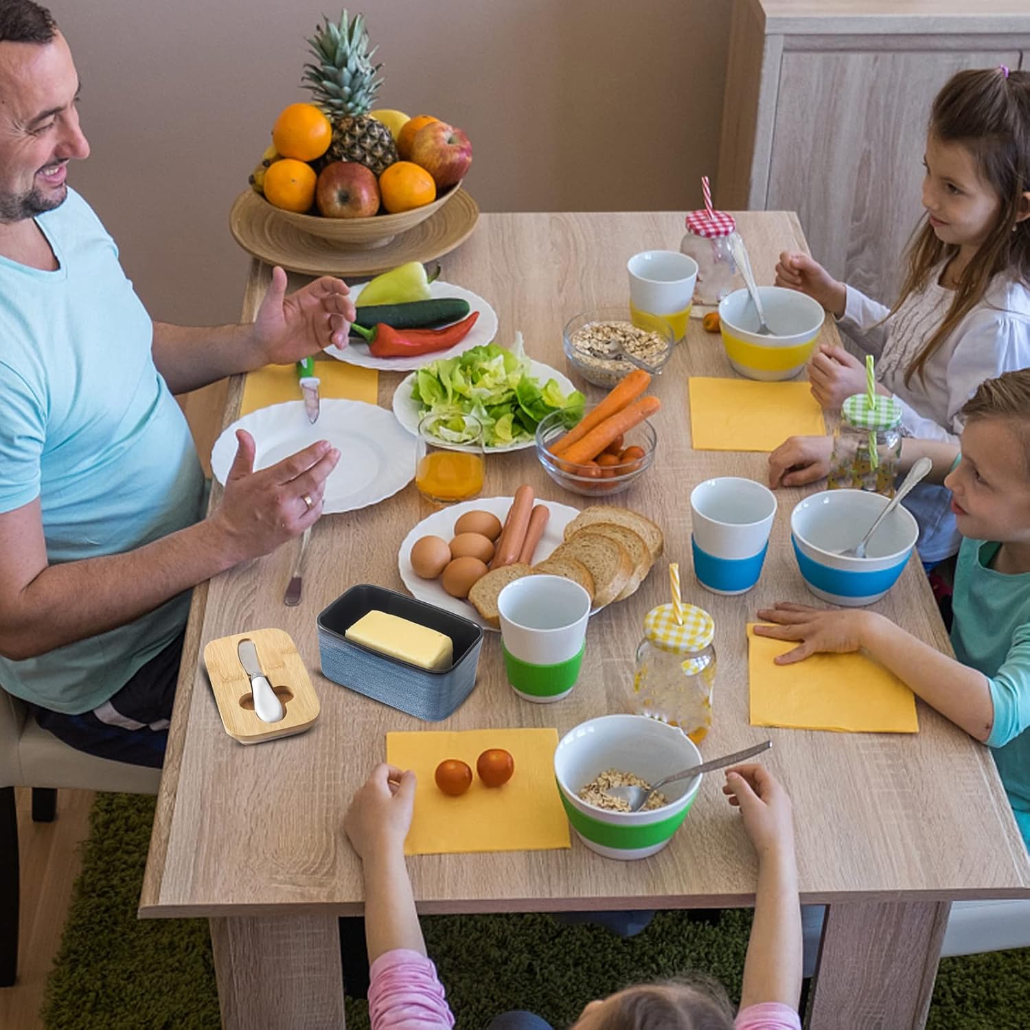 Butter Dish with Lid for Countertop and Refrigerator, Large Ceramic Covered Butter Holder Keeper Container