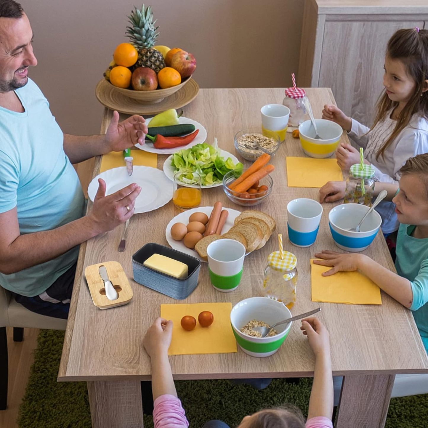 Butter Dish with Lid for Countertop and Refrigerator, Large Ceramic Covered Butter Holder Keeper Container