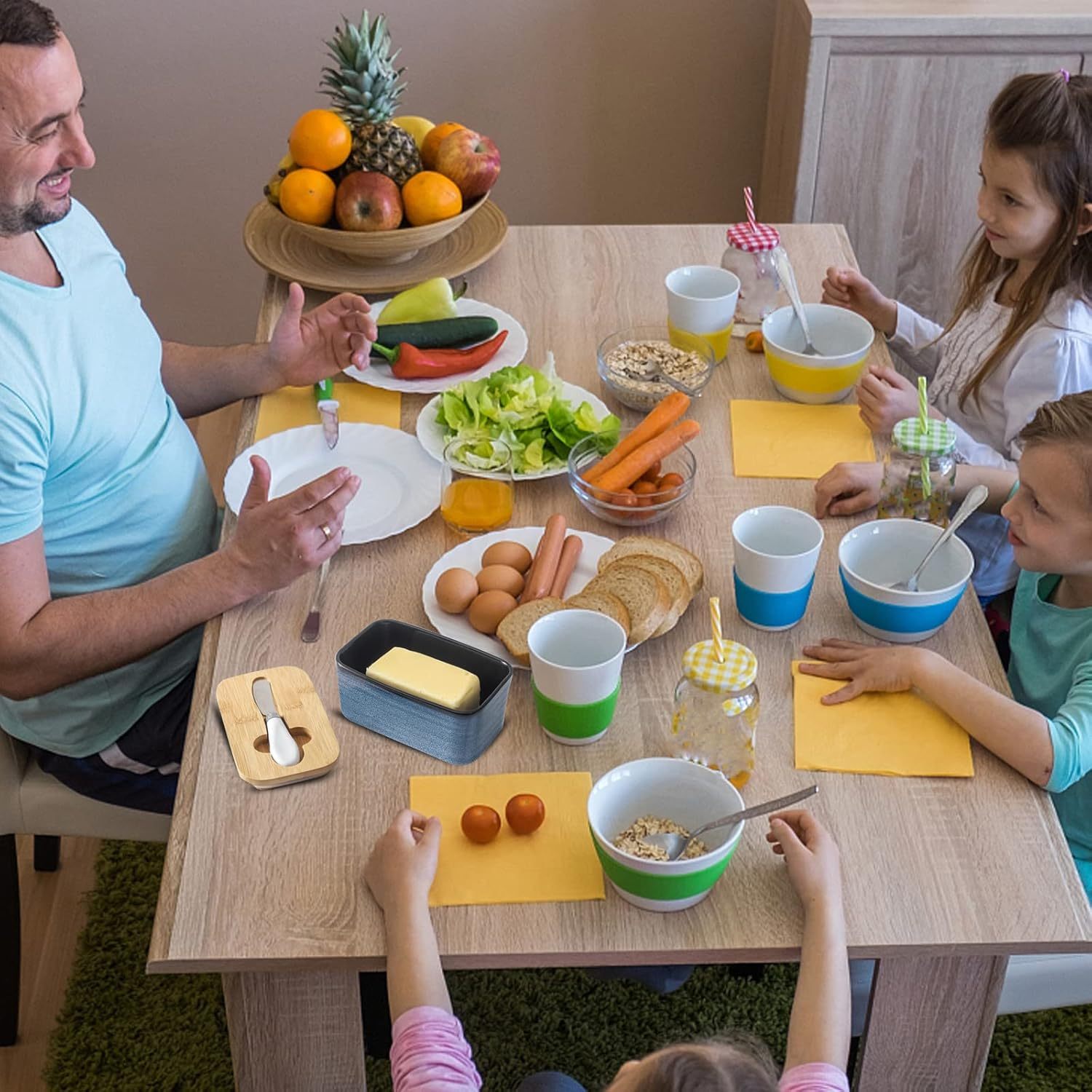 Butter Dish with Lid for Countertop and Refrigerator, Large Ceramic Covered Butter Holder Keeper Container