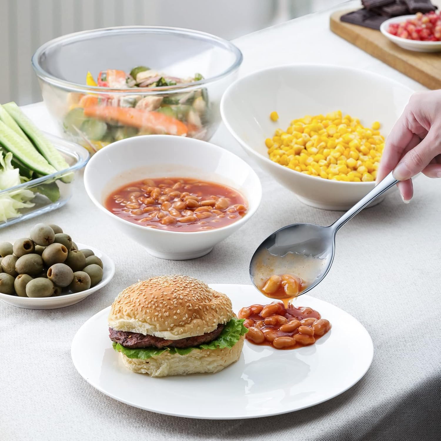 8-Piece Serving Spoons Set - Includes 4 Serving Spoons and 4 Slotted Spoons, 18/8 Stainless Steel Buffet Serving Utensils - Mirror Polished, Dishwasher Safe, 8.6-Inch