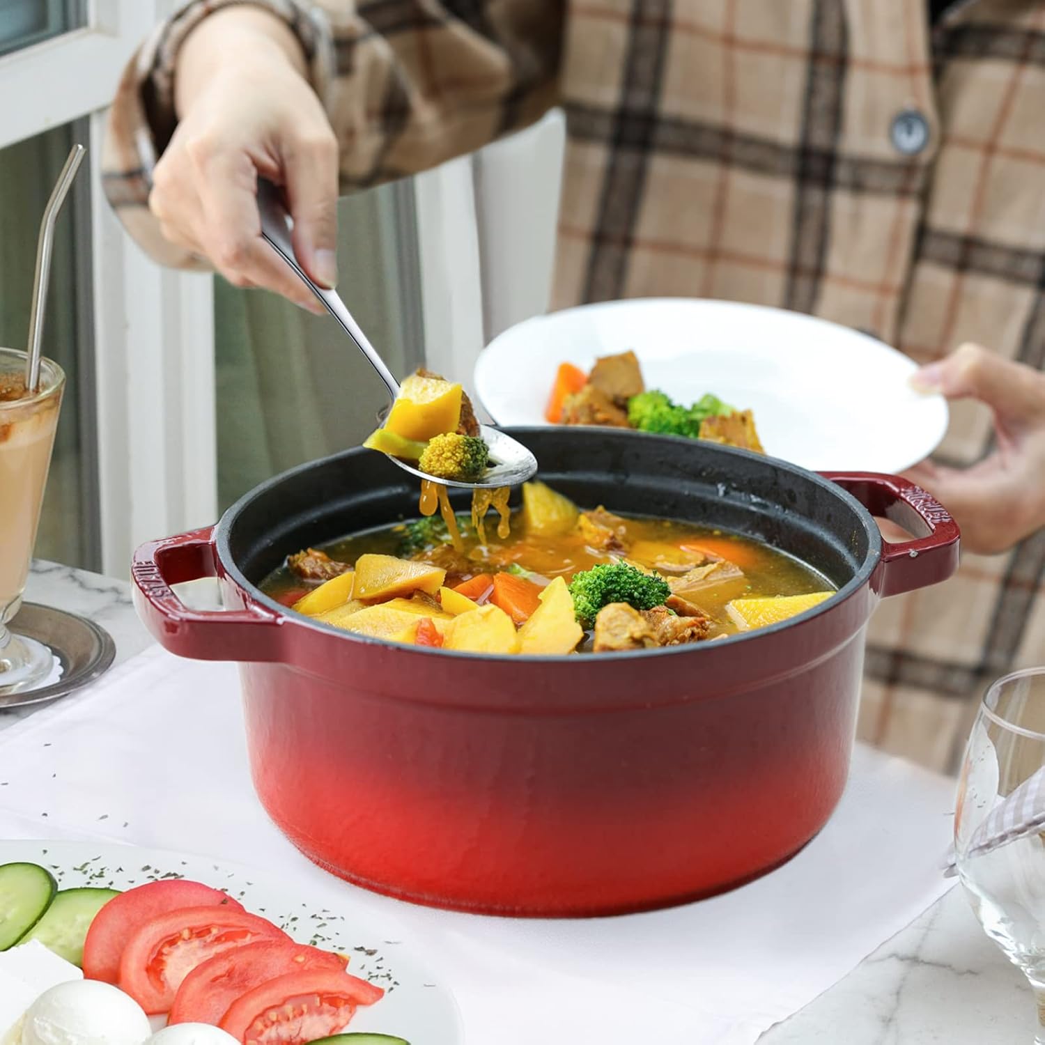 8-Piece Serving Spoons Set - Includes 4 Serving Spoons and 4 Slotted Spoons, 18/8 Stainless Steel Buffet Serving Utensils - Mirror Polished, Dishwasher Safe, 8.6-Inch