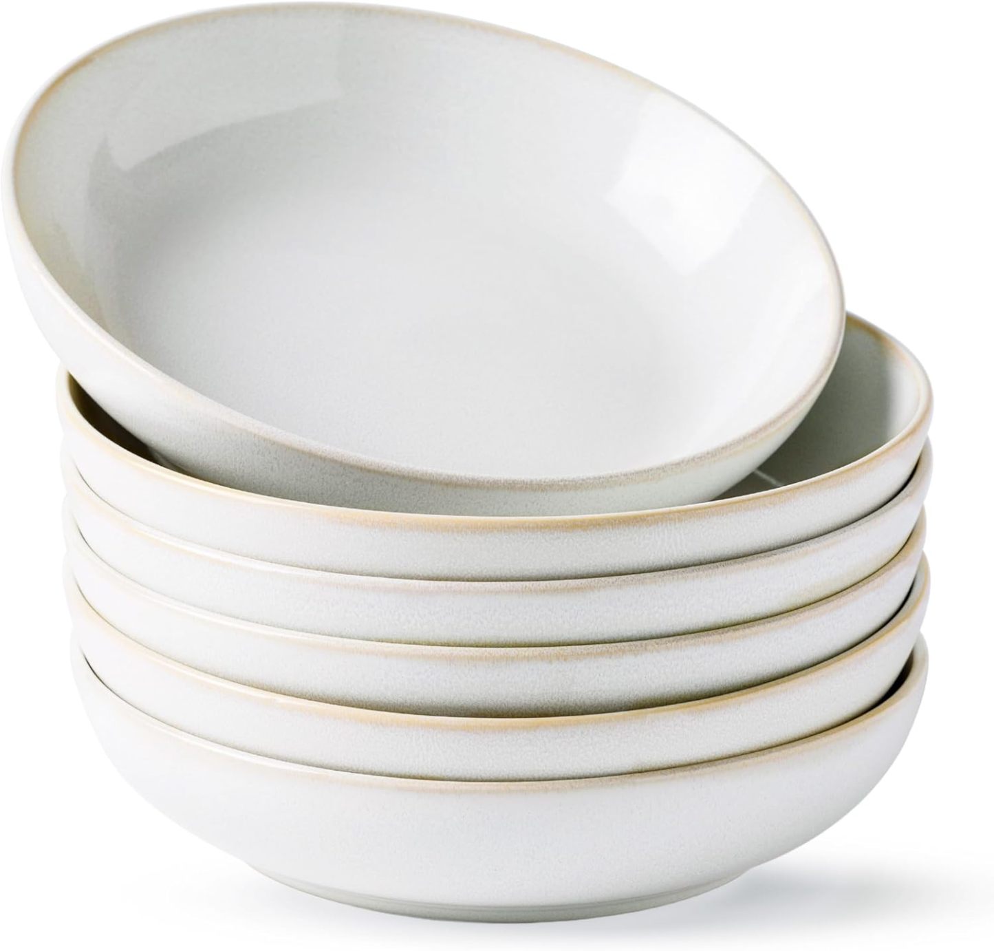 8.5'' Large Ceramic Pasta Bowls, 36oz Stoneware Pasta Serving Bowls Set of 6 for Kitchen, Wide Bowls for Pasta,Salad,Oatmeal, Microwave Safe, Reactive-Color
