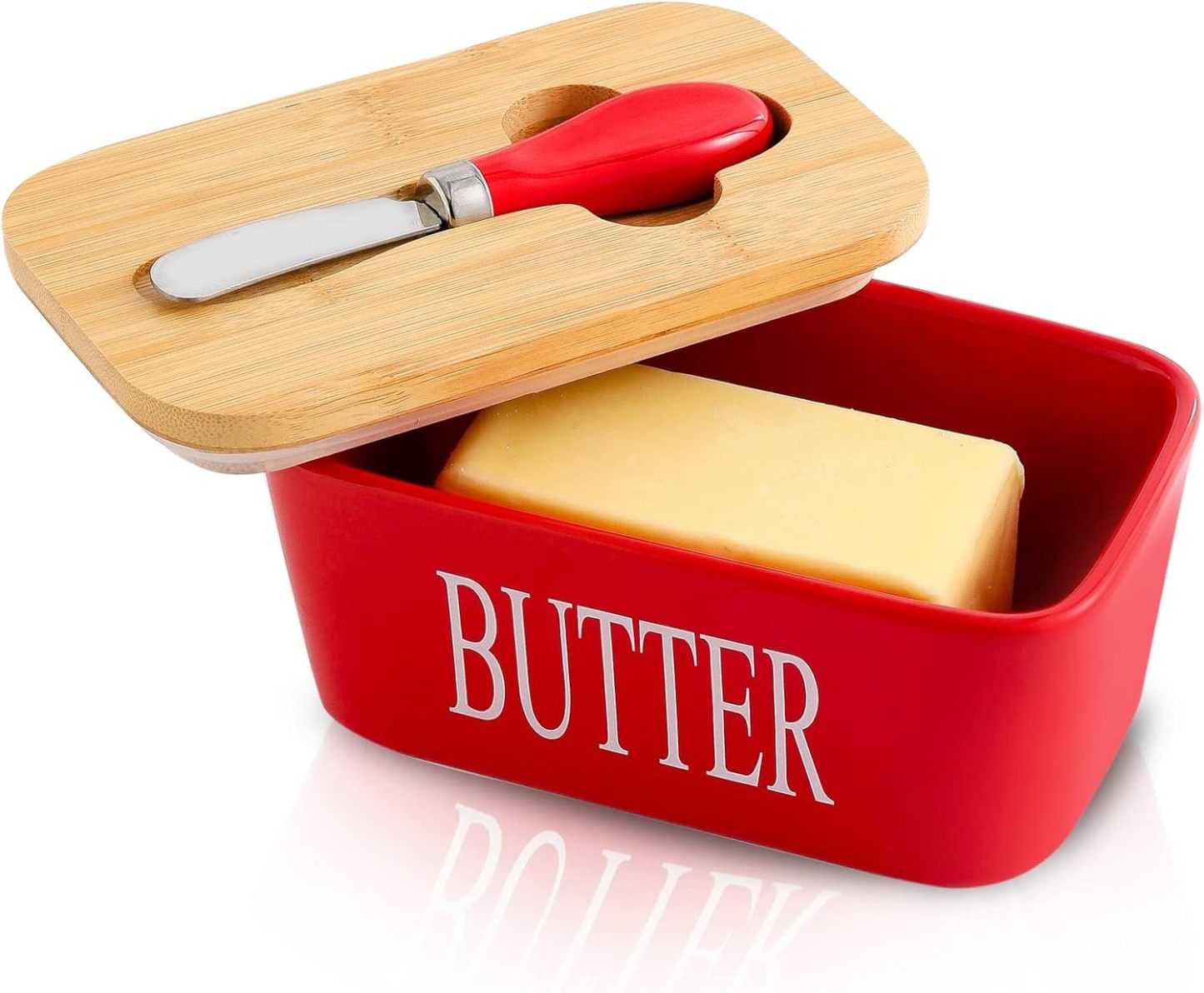 Butter Dish with Lid for Countertop and Refrigerator, Large Ceramic Covered Butter Holder Keeper