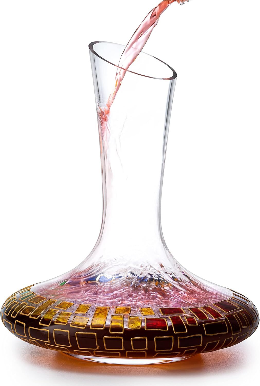 Renaissance Romantic Stained Glass Windows, Artisanal Hand Painted Glassware