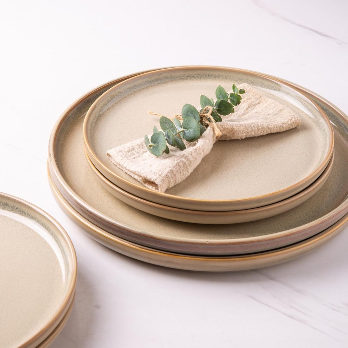 Ceramic Plates Set of 6, 8.5 Inch Reactive Glaze Stoneware Plates set, Dessert, Salad, Appetizer, Small Dinner Plates, Microwave, Dishwasher Safe, Scratch Resistant Dishes Set Kitchen Plates