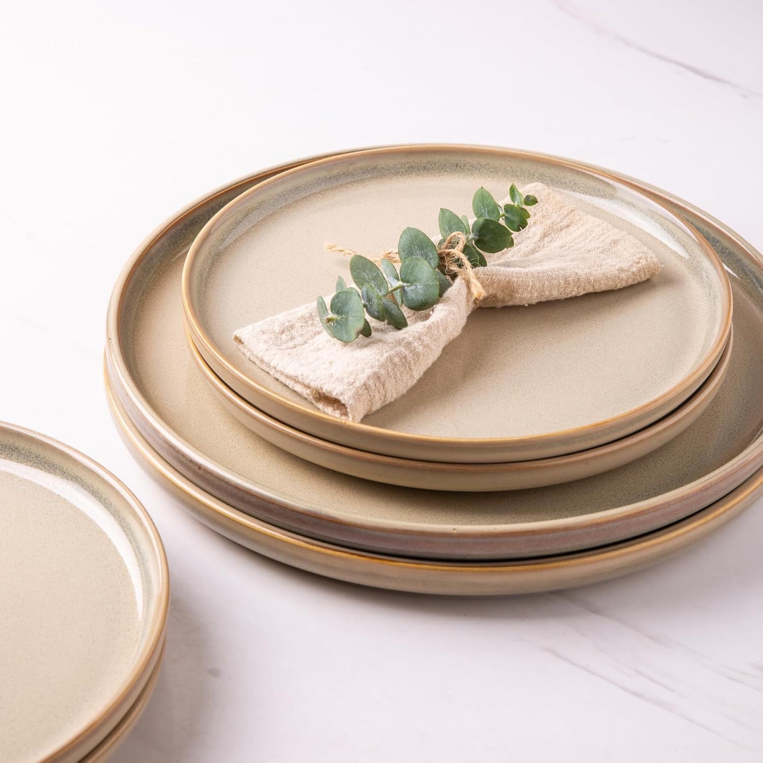 Ceramic Plates Set of 6, 8.5 Inch Reactive Glaze Stoneware Plates set, Dessert, Salad, Appetizer, Small Dinner Plates, Microwave, Dishwasher Safe, Scratch Resistant Dishes Set Kitchen Plates