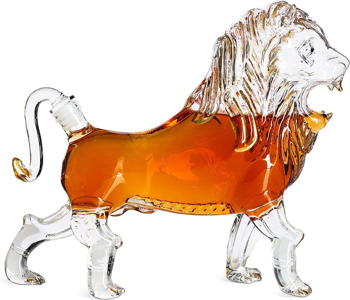 Lion Animal Whiskey and Wine Decanter, The Wine Savant - Stunning 500ml Glass Decanter Featuring a Majestic Lion Profile