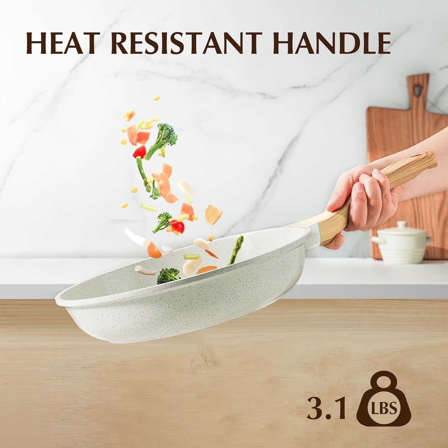 Nonstick Ceramic Frying Pan Skillet with Lid, 11 Inch Omelet Pan, Healthy Non Toxic Chefs Pan, Induction Compatible Egg Pan with Heat Resistant Handle, PFAS-Free