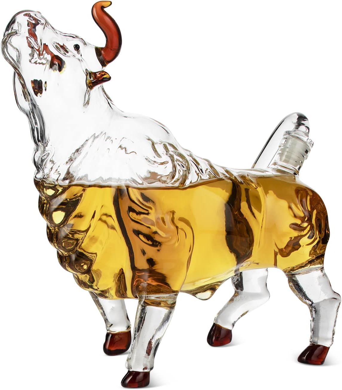 Charging Bull Heads Up Animal Liquor Decanter Made For Bourbon, Whiskey, Scotch, Rum, or Tequila, Zodiac Shape