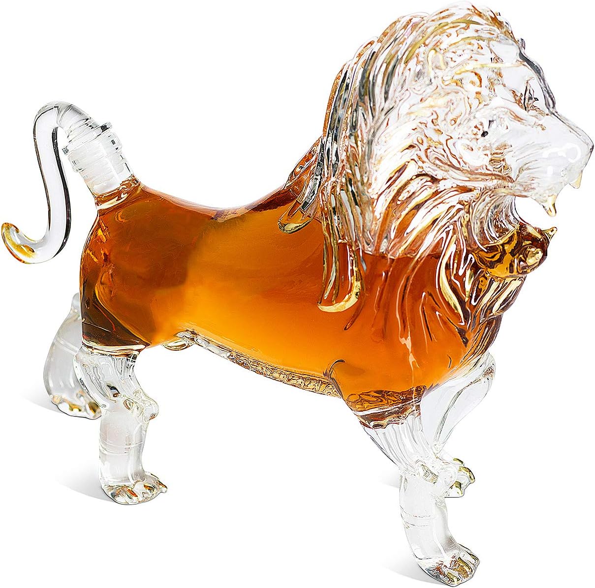 Lion Animal Whiskey and Wine Decanter, The Wine Savant - Stunning 500ml Glass Decanter Featuring a Majestic Lion Profile