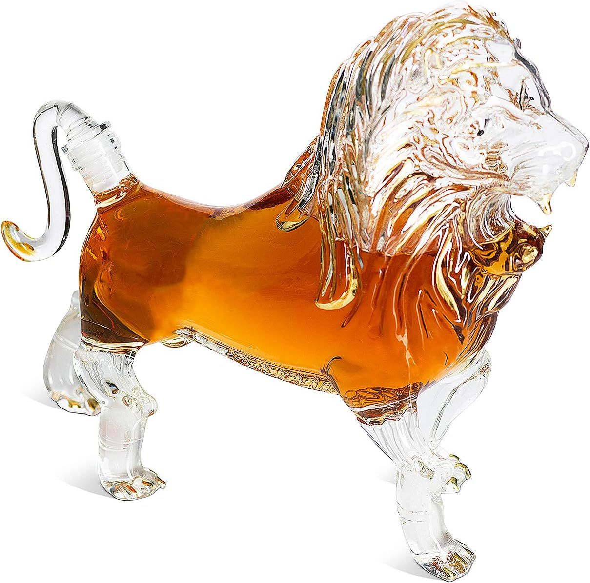 Lion Animal Whiskey and Wine Decanter, The Wine Savant - Stunning 500ml Glass Decanter Featuring a Majestic Lion Profile